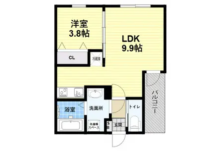 ジーメゾン東本町エルカーサ(1LDK/2階)の間取り写真