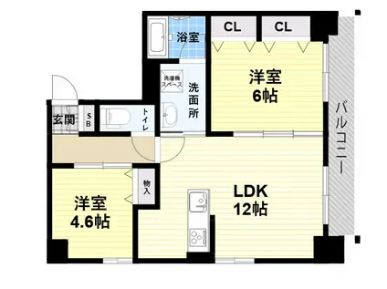 フォーリアライズ昭和南通2(2LDK/13階)の間取り写真