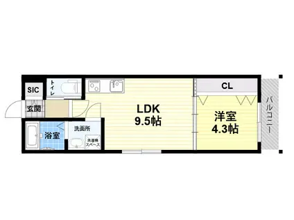 イリスコート元浜町(1LDK/3階)の間取り写真