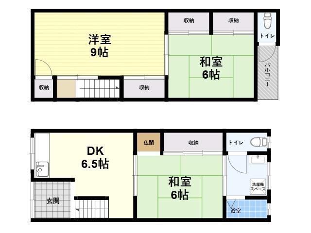 西大物町貸家(3DK)の間取り写真