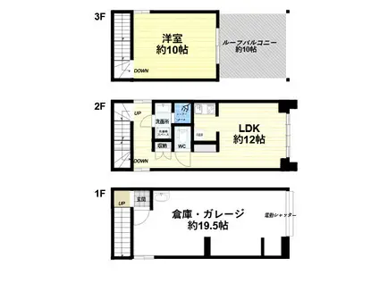 阪神本線 武庫川駅 徒歩12分 3階建 築4年(1LDK)の間取り写真