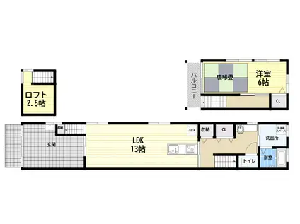 光ハウス西難波(1SLDK)の間取り写真