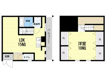 JR福知山線 尼崎駅(ＪＲ) 徒歩9分 2階建 築20年(1LDK)の間取り写真