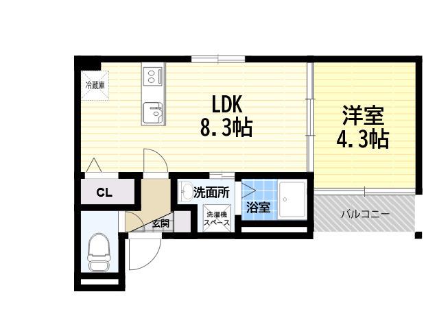 F ASECIA BRUCITE(1LDK/2階)の間取り写真