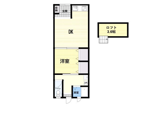 阪神本線 出屋敷駅 徒歩5分 1階建 築61年(1DK)の間取り写真