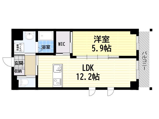 レアグランツ東難波 I(1LDK/1階)の間取り写真
