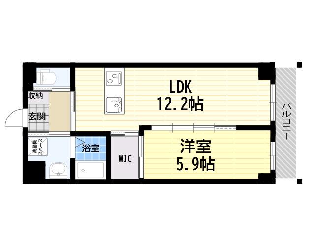 レアグランツ東難波 I(1LDK/1階)の間取り写真
