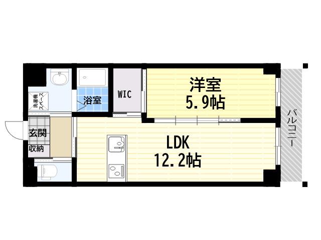 レアグランツ東難波 I(1LDK/3階)の間取り写真