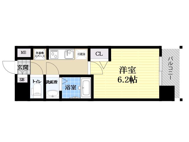 プレリス尼崎レーネヴィア(1K/2階)の間取り写真