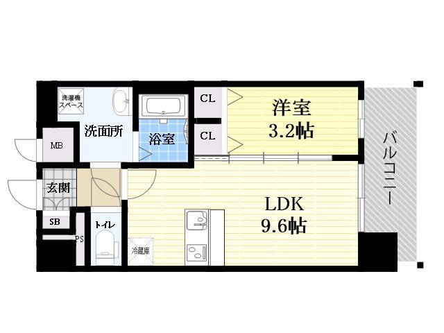 プレリス尼崎レーネヴィア(1LDK/10階)の間取り写真
