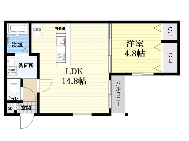 LOUIS APARTMENT 武庫川(1LDK/1階)の間取り写真