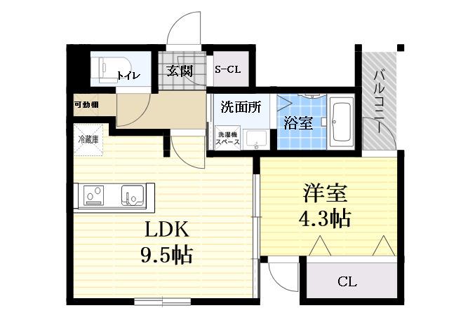 LOUIS APARTMENT 武庫川(1LDK/1階)の間取り写真