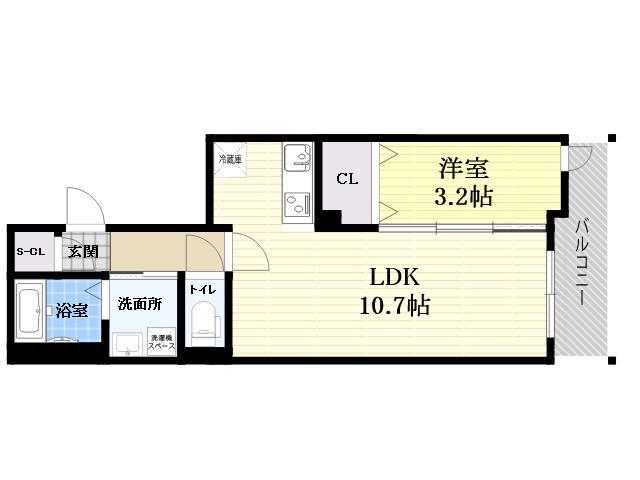 LOUIS APARTMENT 武庫川(1LDK/1階)の間取り写真
