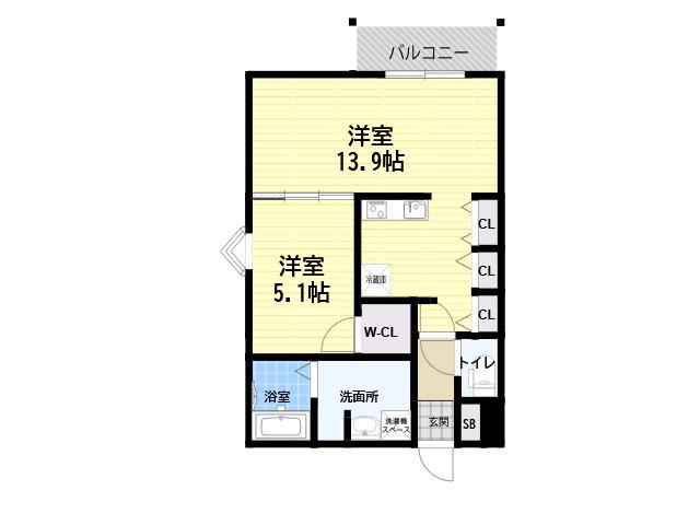 ココングランジュール尼崎西立花(1LDK/1階)の間取り写真