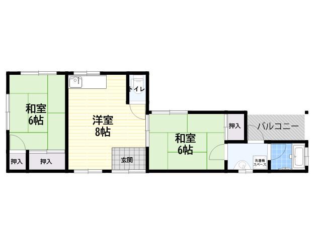 甲子園ハイツ(2LDK/2階)の間取り写真