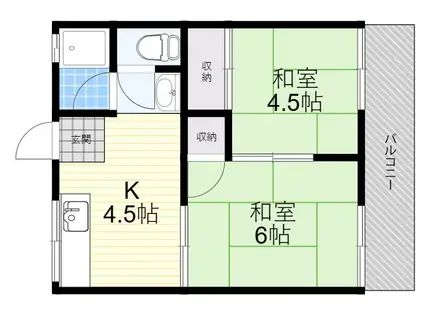 川口ハイツⅠ(2K/1階)の間取り写真