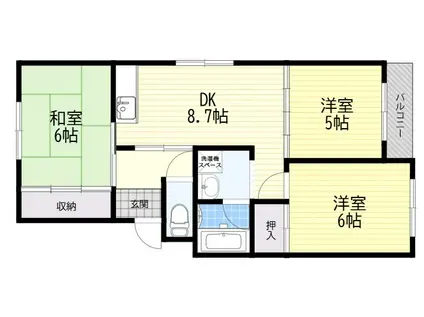 サンライズ豊野(3DK/2階)の間取り写真