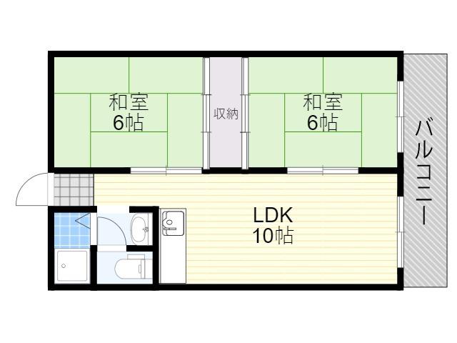 赤川ハイツ(2LDK/2階)の間取り写真