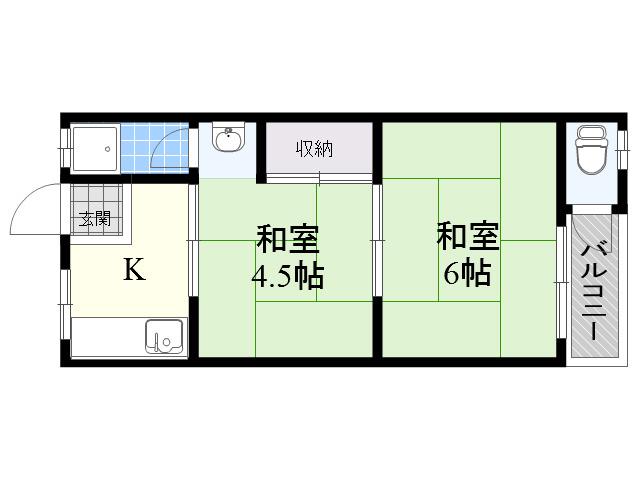 太陽マンション(2K/2階)の間取り写真