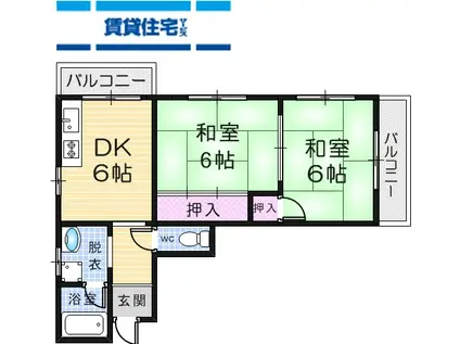 東海マンション(2DK/3階)の間取り写真