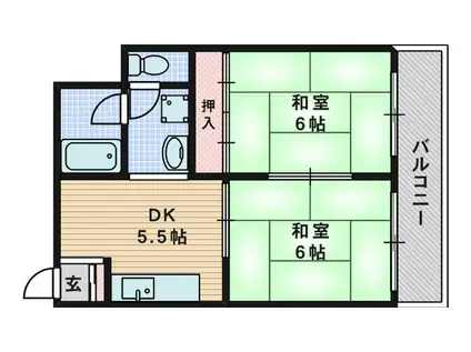 東海マンション(2DK/1階)の間取り写真