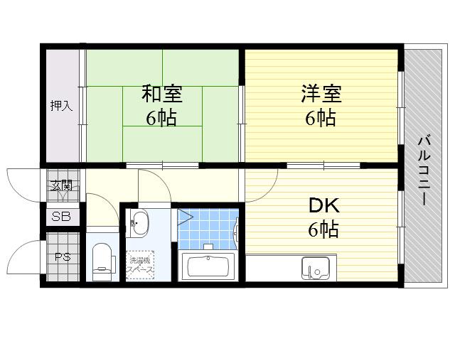 緑町ローズパレス(2DK/2階)の間取り写真