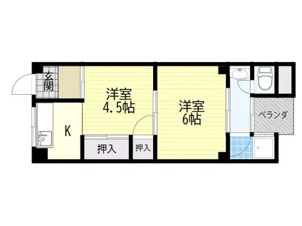 大作コーポ(2K/5階)の間取り写真