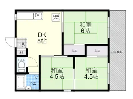 コーポ福井西棟(3DK/1階)の間取り写真