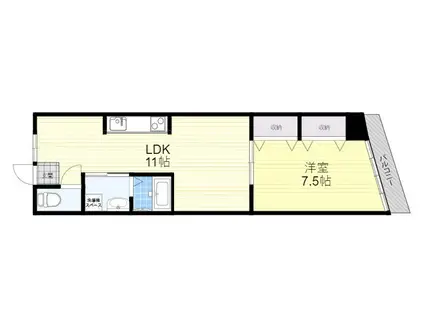 栄楽ビル(1LDK/2階)の間取り写真