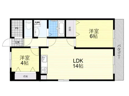 日商岩井中津マンション(2LDK/11階)の間取り写真