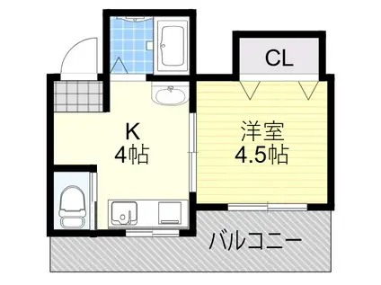 サンライズ緑町(1K/6階)の間取り写真