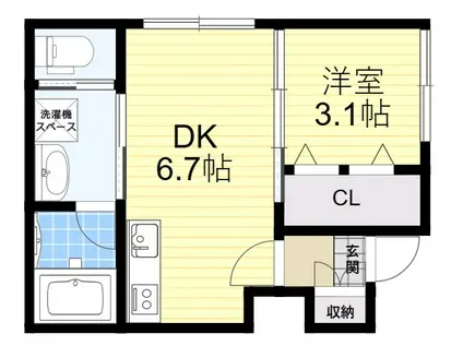 レオネクストカサ フェリス(1DK/1階)の間取り写真