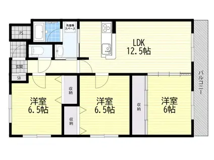 パレステート貝塚(3LDK/1階)の間取り写真