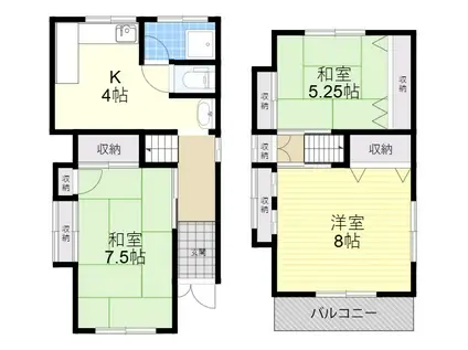 京阪本線 萱島駅 徒歩22分 2階建 築56年(3K)の間取り写真