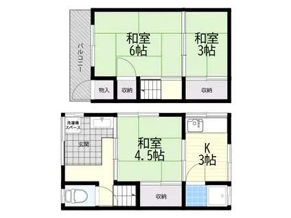 京阪本線 寝屋川市駅 徒歩21分 2階建 築58年(3K)の間取り写真