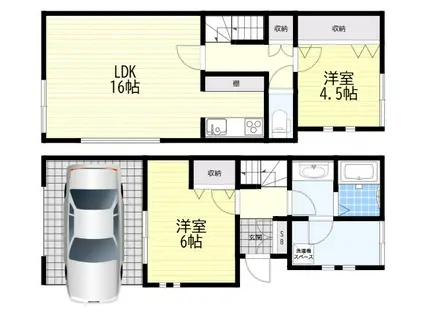 萱島東ハイツ(2LDK/1階)の間取り写真