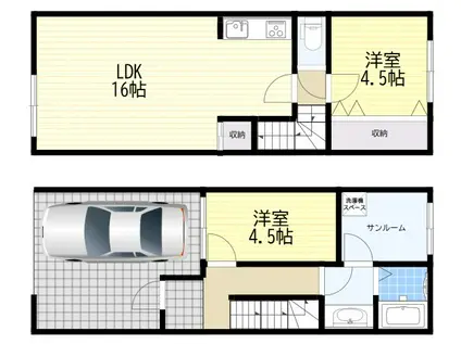 萱島東ハイツ(2LDK/1階)の間取り写真