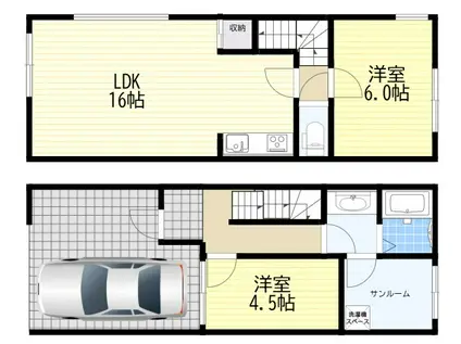 萱島東ハイツ(2LDK/1階)の間取り写真