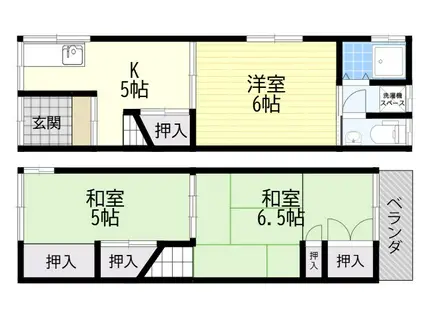 京阪本線 古川橋駅 徒歩10分 2階建 築64年(3K)の間取り写真