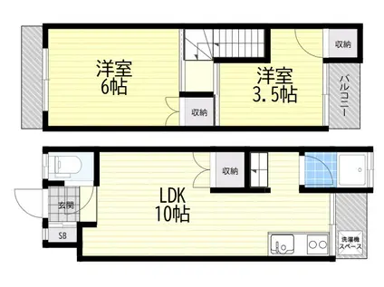 京阪本線 寝屋川市駅 徒歩33分 2階建 築47年(2LDK)の間取り写真