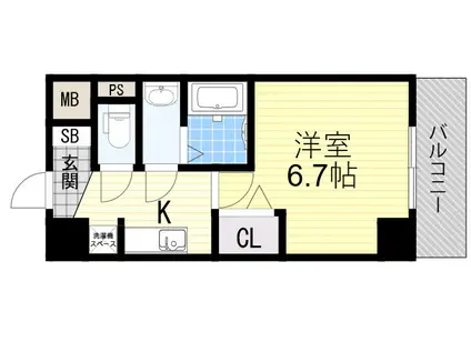 グランエクラ花園町(1K/2階)の間取り写真