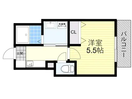 カルム吹田(1K/1階)の間取り写真