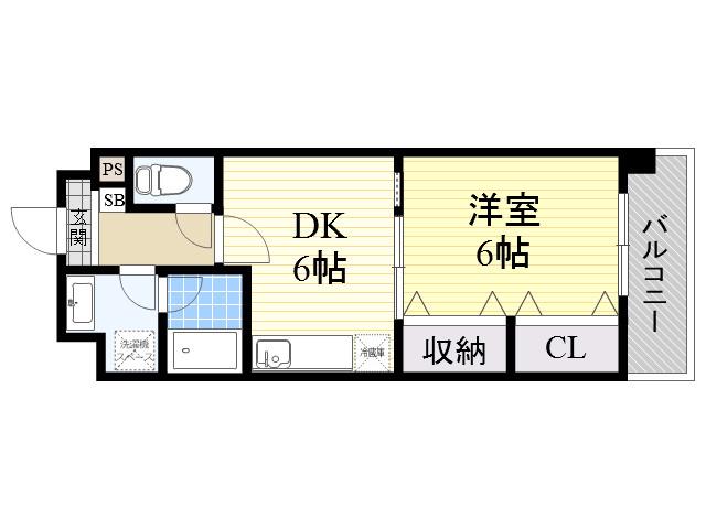 フロンティア中川(1DK/2階)の間取り写真