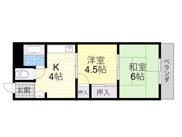 パールハイツ(2K/2階)の間取り写真
