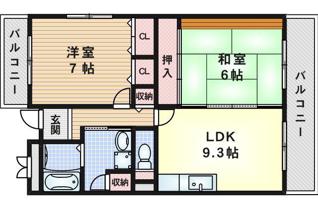 レスポワール竹内(2LDK/2階)の間取り写真