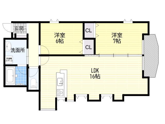 VILLA ENGELSTRAUME(2LDK/3階)の間取り写真