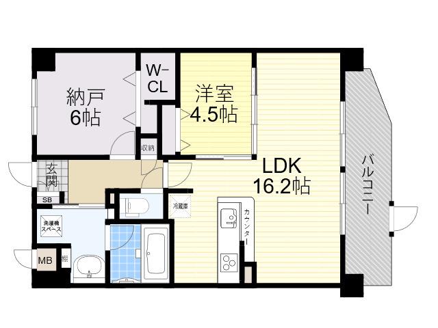 WISTERIA(1SLDK/1階)の間取り写真
