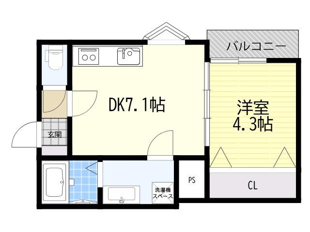 LA-CREA香露園(1DK/1階)の間取り写真
