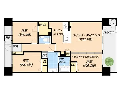 グラン・コート四日市駅前(3LDK/10階)の間取り写真