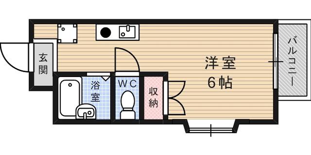 ペイサージュ御影(ワンルーム/2階)の間取り写真